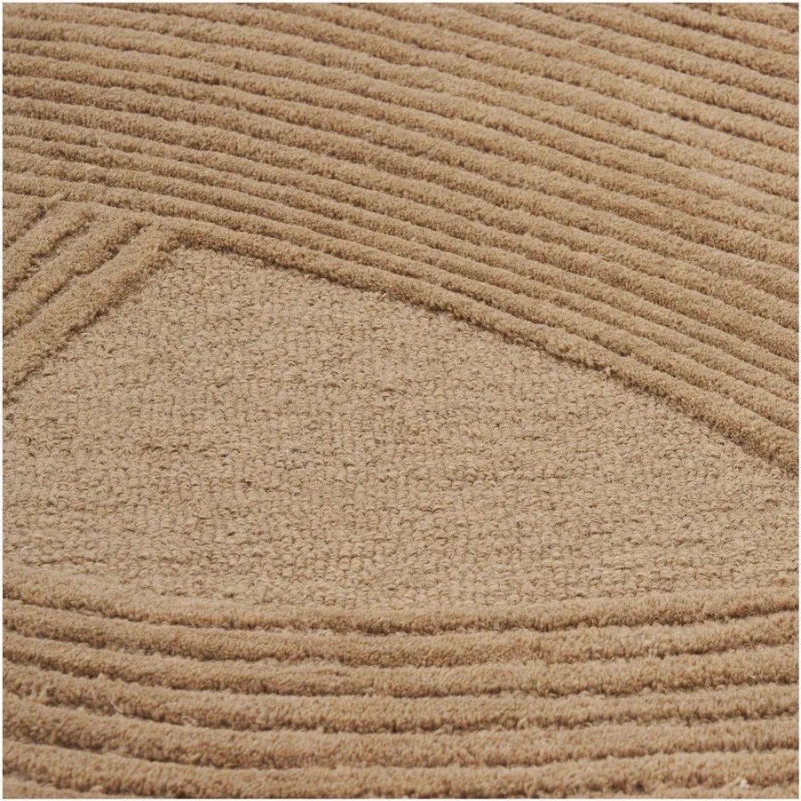 Covor în culoare naturală închisă țesut manual din lână 160x230 cm Pune – House Nordic