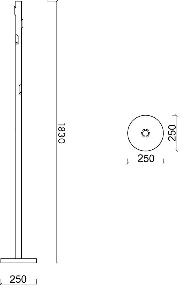 Cuier negru din metal ø 25x183 cm Yuko – noo.ma