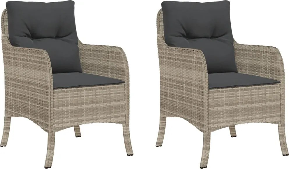 vidaXL Fotolii de grădină cu perne, 2 buc., gri deschis, poliratan