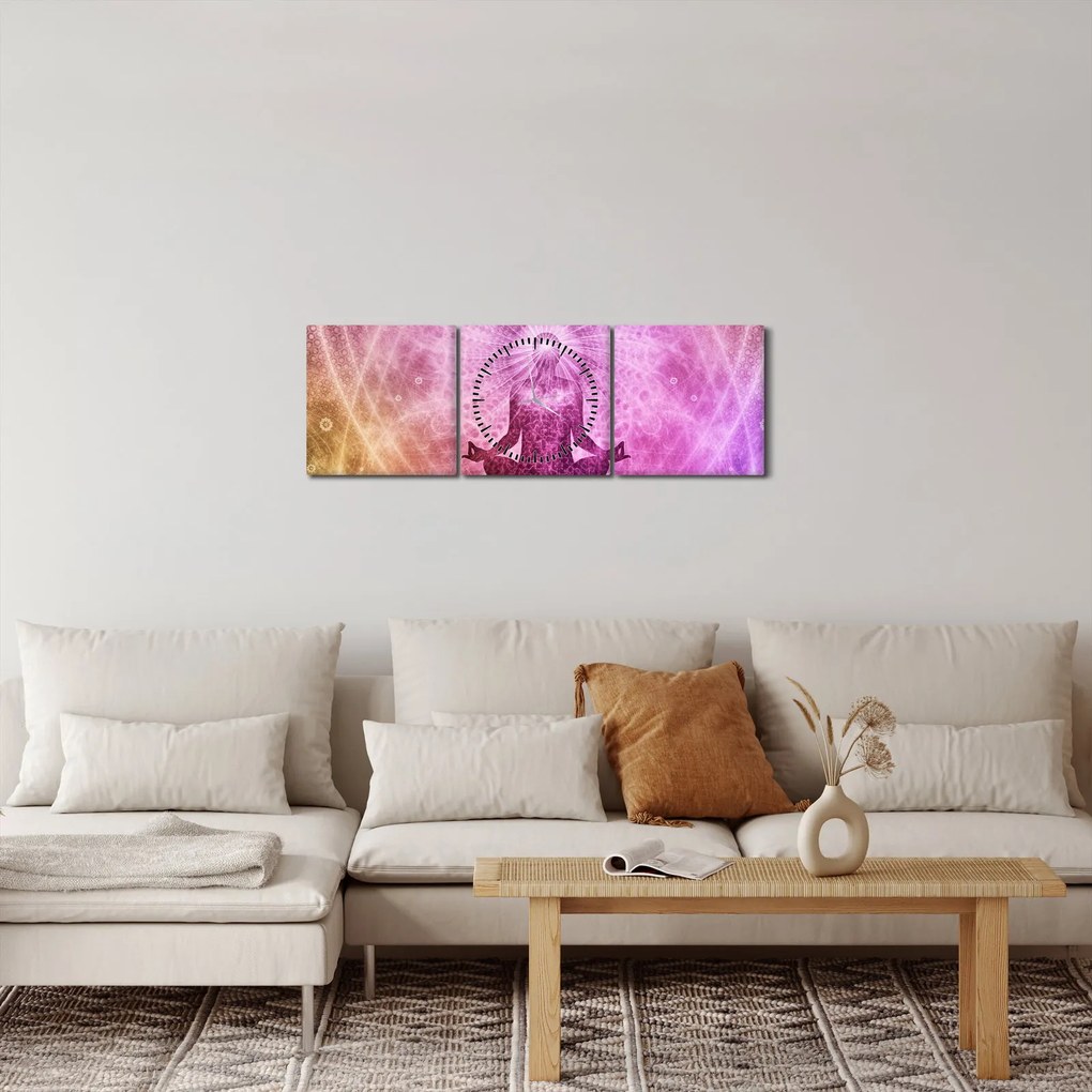 Tablou - Aura de meditație (cu ceas) (90x30 cm)