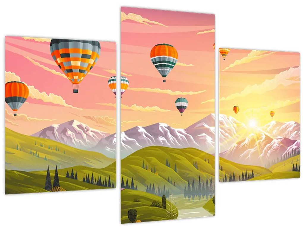 Tablou - Baloane deasupra unui peisaj (90x60 cm)