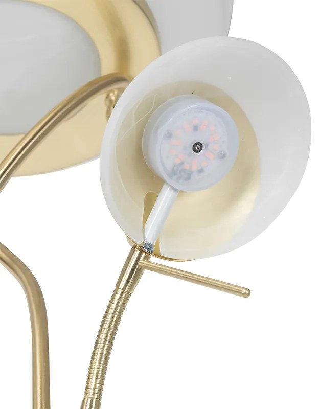 Lampă de podea din alamă cu lampă de citit incluzând LED și dimmer - Empoli