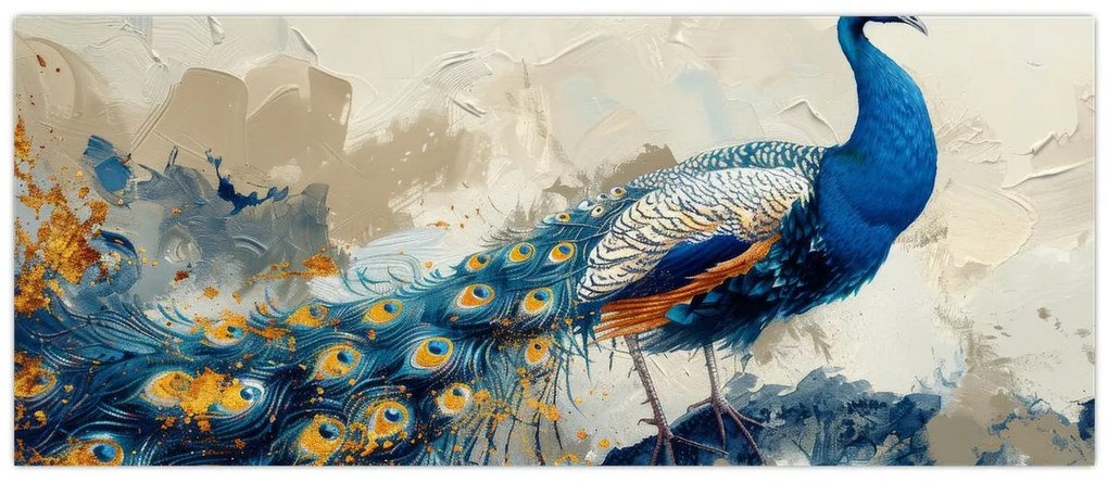 Tablou - Peacock, pictură (120x50 cm)