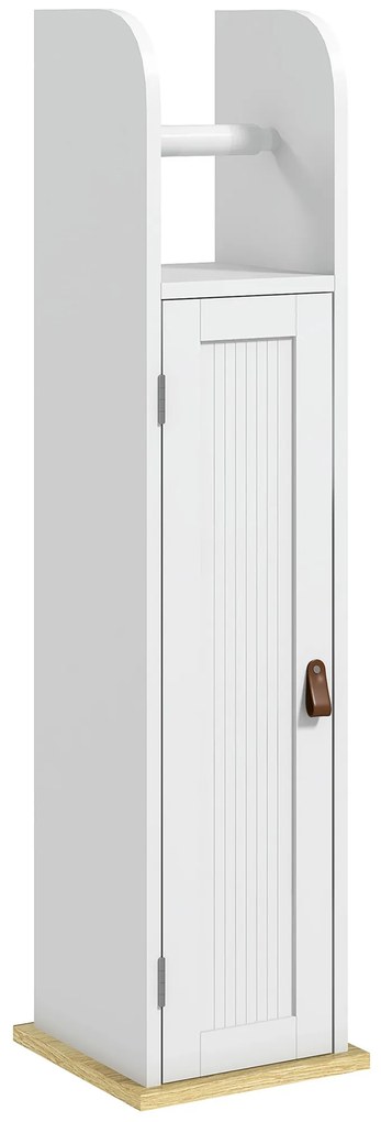 kleankin Mobilă de baie suport hârtie igienică cu dulap și rafturi reglabile 20 x 20 x 80 cm alb | Aosom Romania