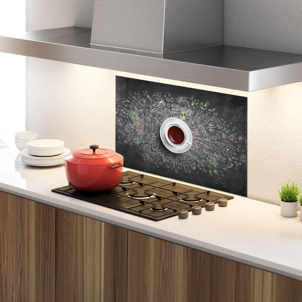 Panou Sticla Bucatarie, 30x40cm, Protectie aragaz, Antistropi, Termorezistent, Alimente, Cafea, Black Board Coffee