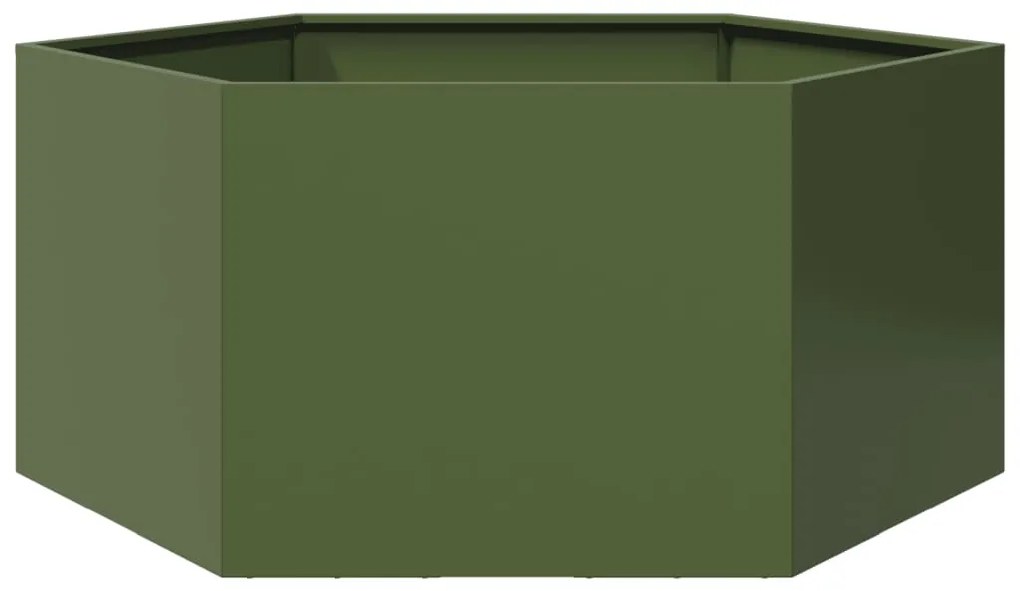 vidaXL Jardinieră grădină verde măsliniu 104x90x45 cm oțel hexagonal