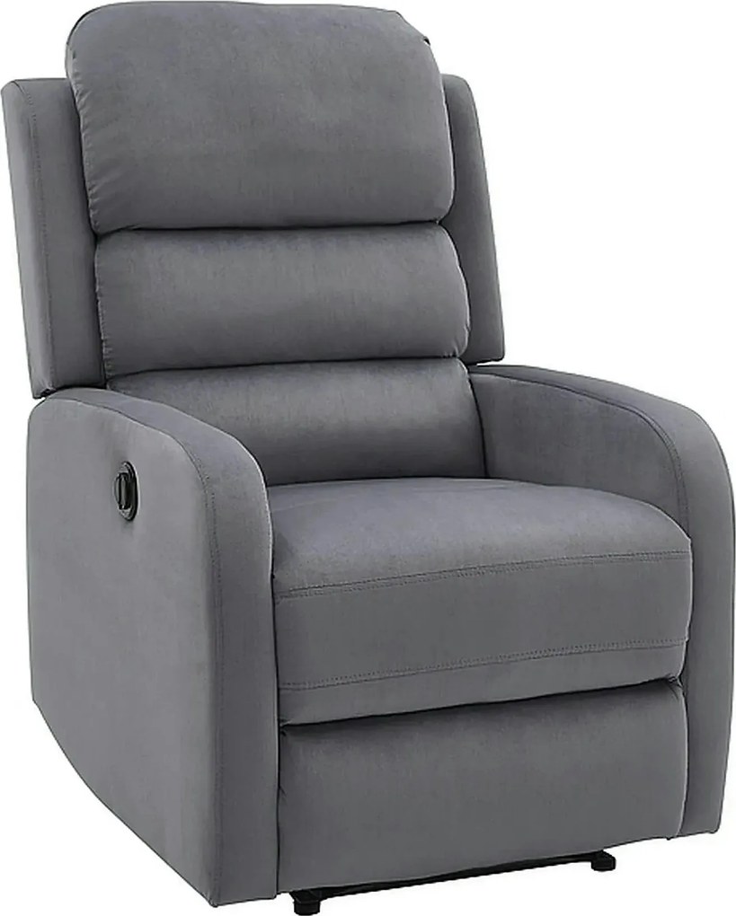 Fotoliu recliner PEGAZ M, gri/negru, stofa catifelata/metal, 64x88/160