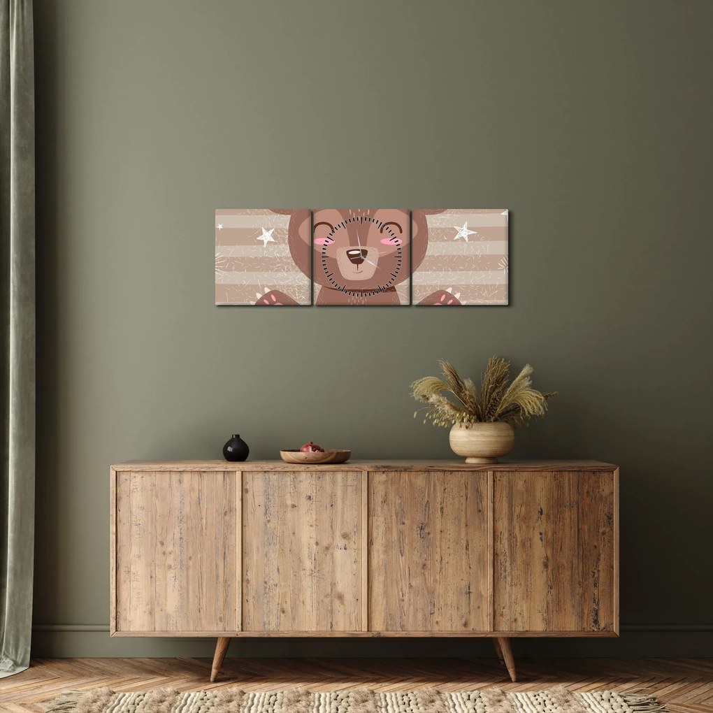 Tablou - Ursulețul iubitor (cu ceas) (90x30 cm)
