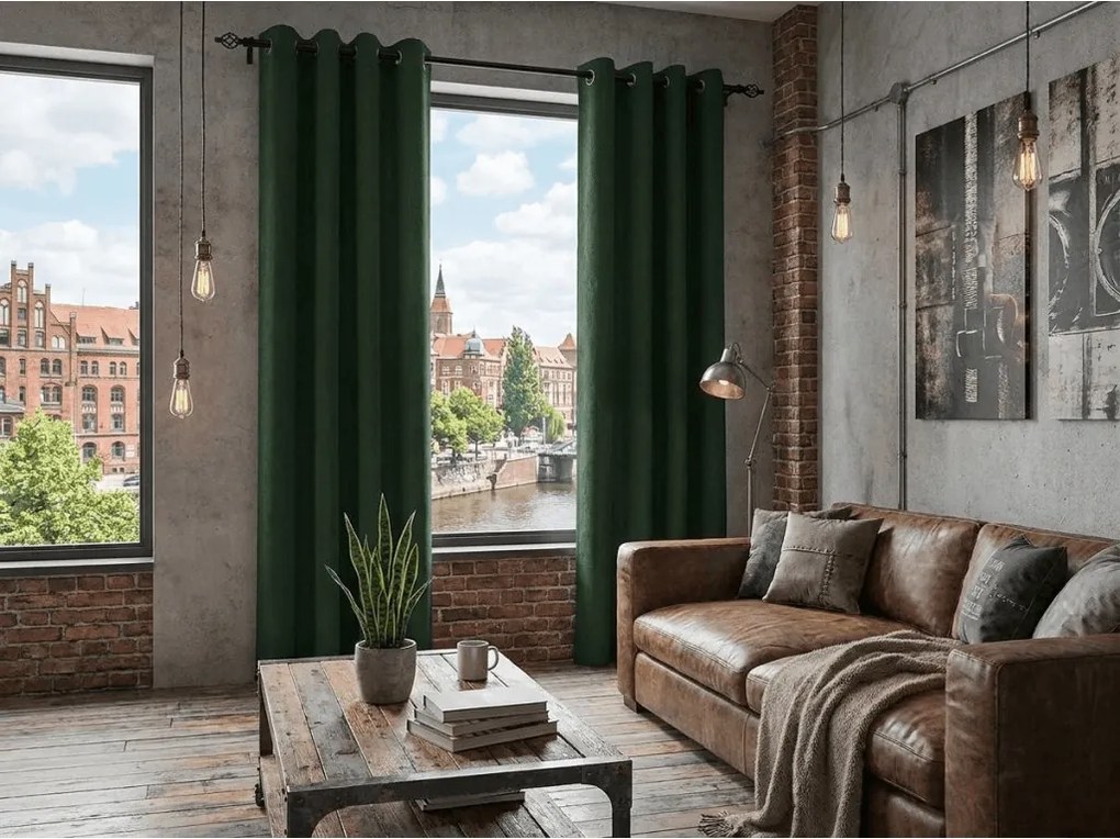 Perdea opaca DUNES VELVET 140x250 cm, verde inchis Agatat: Rejansa