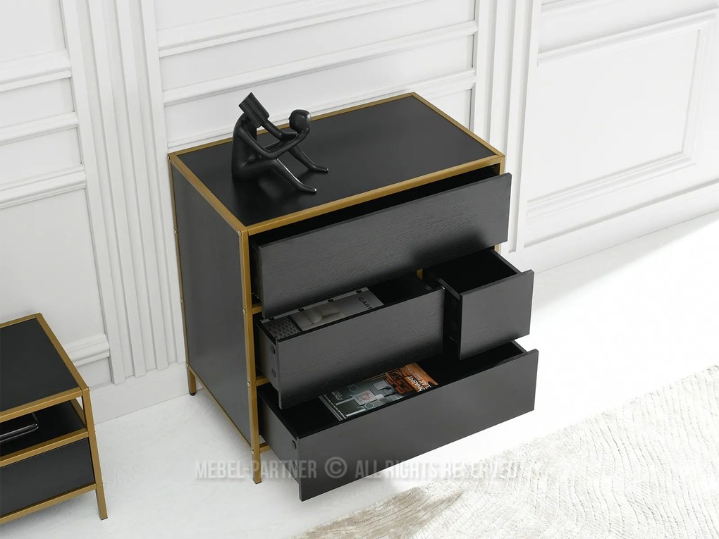 Comodă Soren Kom (lemn negru + auriu). Promo -42%. 1110771