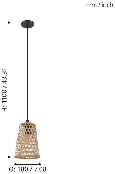 Eglo 43252 - Lustră pe cablu CLAVERDON 1xE27/40W/230V diam. 180mm