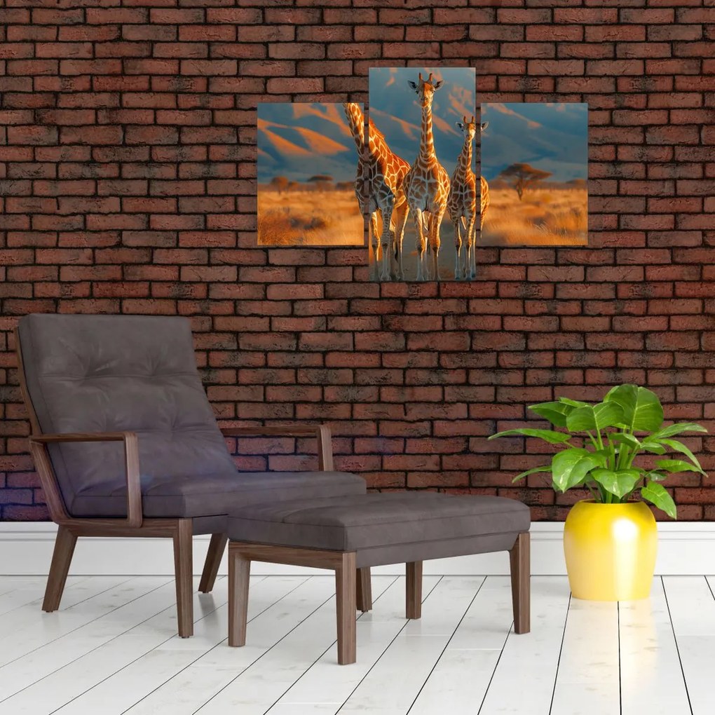 Tablou - Girafe pe pășune (90x60 cm)