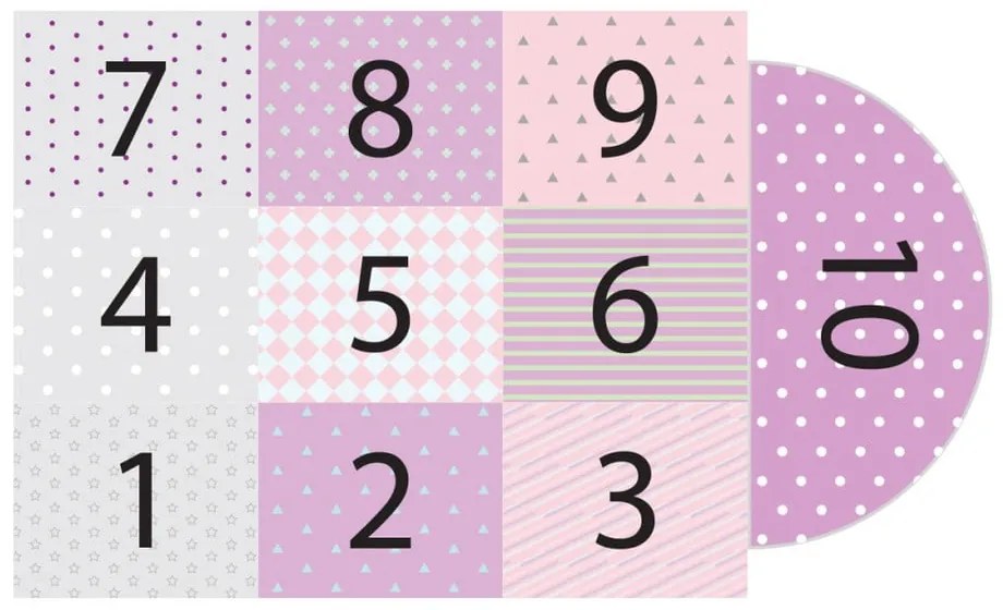 Covor adeziv din vinilin pentru copii Ambiance Hopscotch Girly