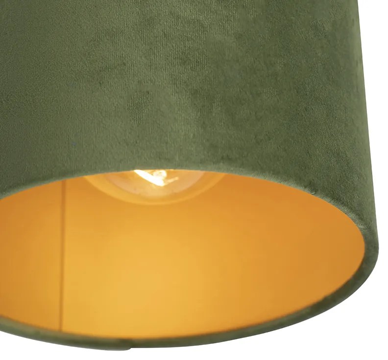 Plafoniera cu abajur din catifea verde cu auriu 20 cm - Combi Black