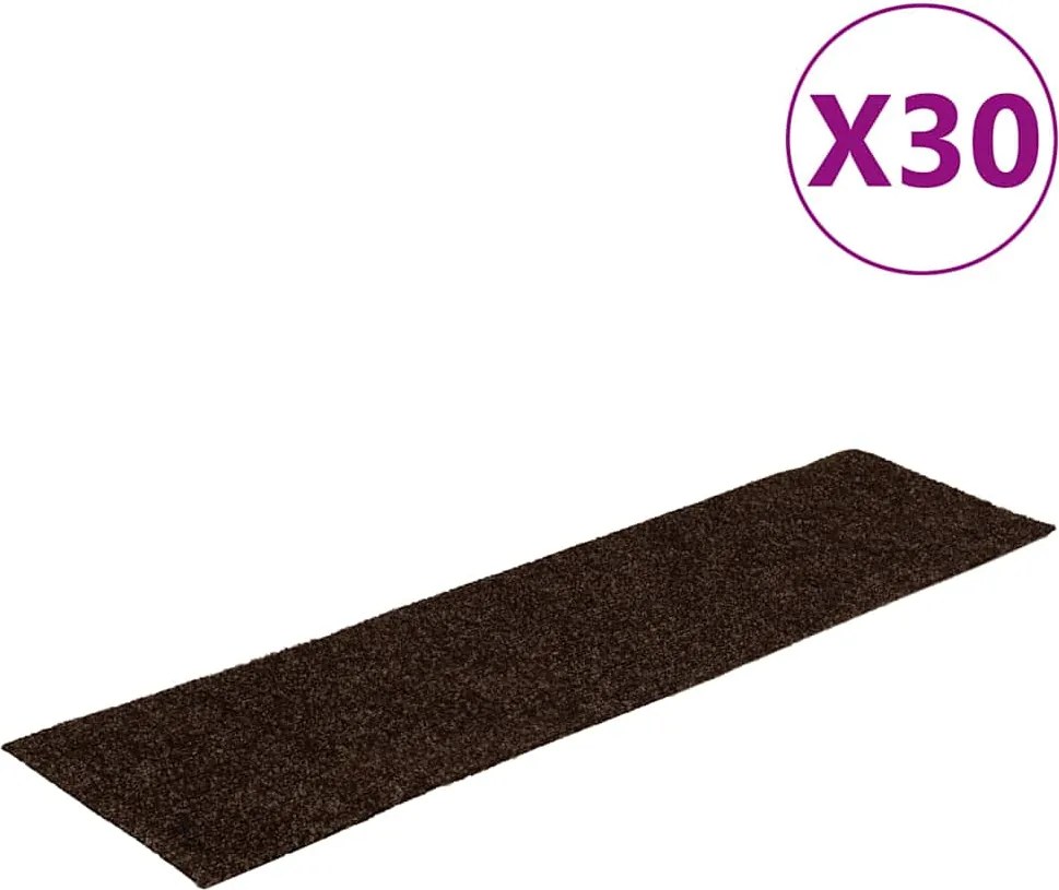 vidaXL Covorașe scări autoadezive, 30 buc., 76x20 cm, maro, dreptunghiulare