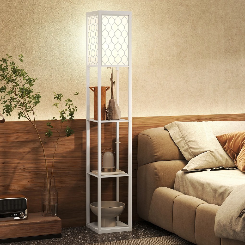 Homcom Lampa Pom 160 cm – Negru cu Rafturi pe 3 Niveluri | Aosom Romania