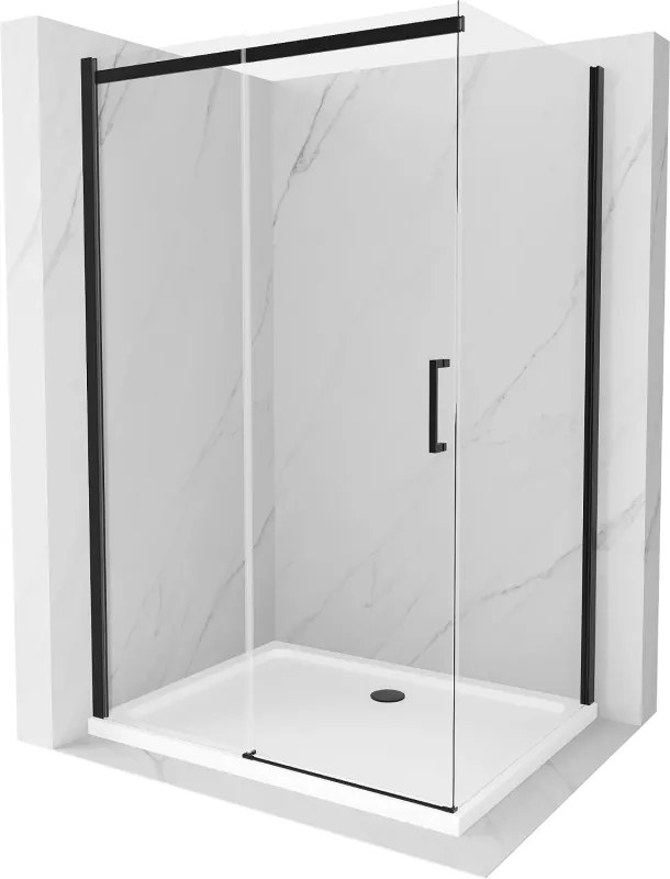 Mexen Omega cabină de duș culisantă 100 x 80 cm, transparentă, neagră + cadă Flat, albă - 825-100-080-70-00-4010B