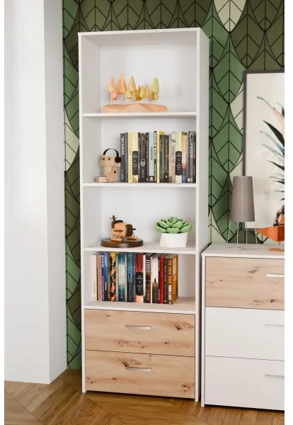 Bibliotecă URO stejar artisan/alb