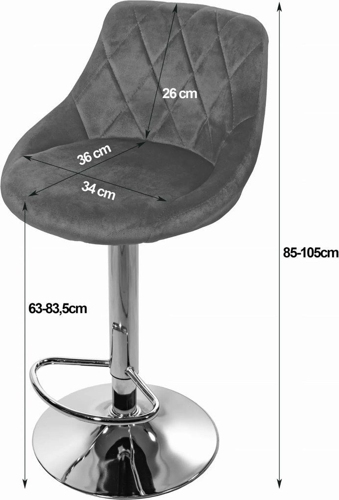 OFERTA Scaun de bar albastru VELVET KAST II. calitate secondară