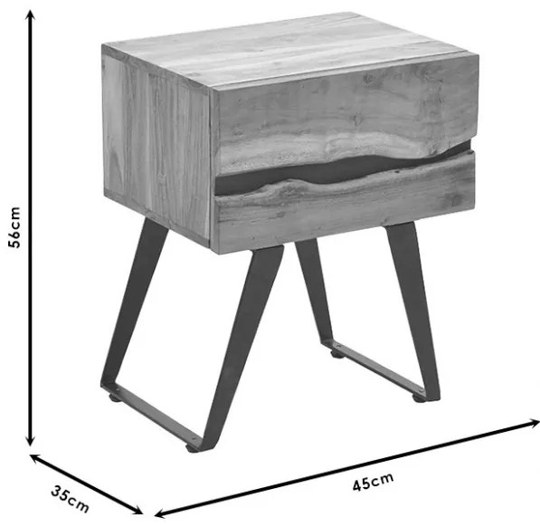 Noptiera Imena Walnut-Negru 45x35x56 cm