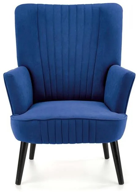 Fotoliu tapitat Delgado velvet bleumarin – H100 cm