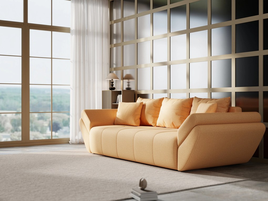 Canapea extensibilă dumonde cu ladă de depozitare si sezut confortabil din spuma high-density, Berlin Enjoy Mango 250x100 cm