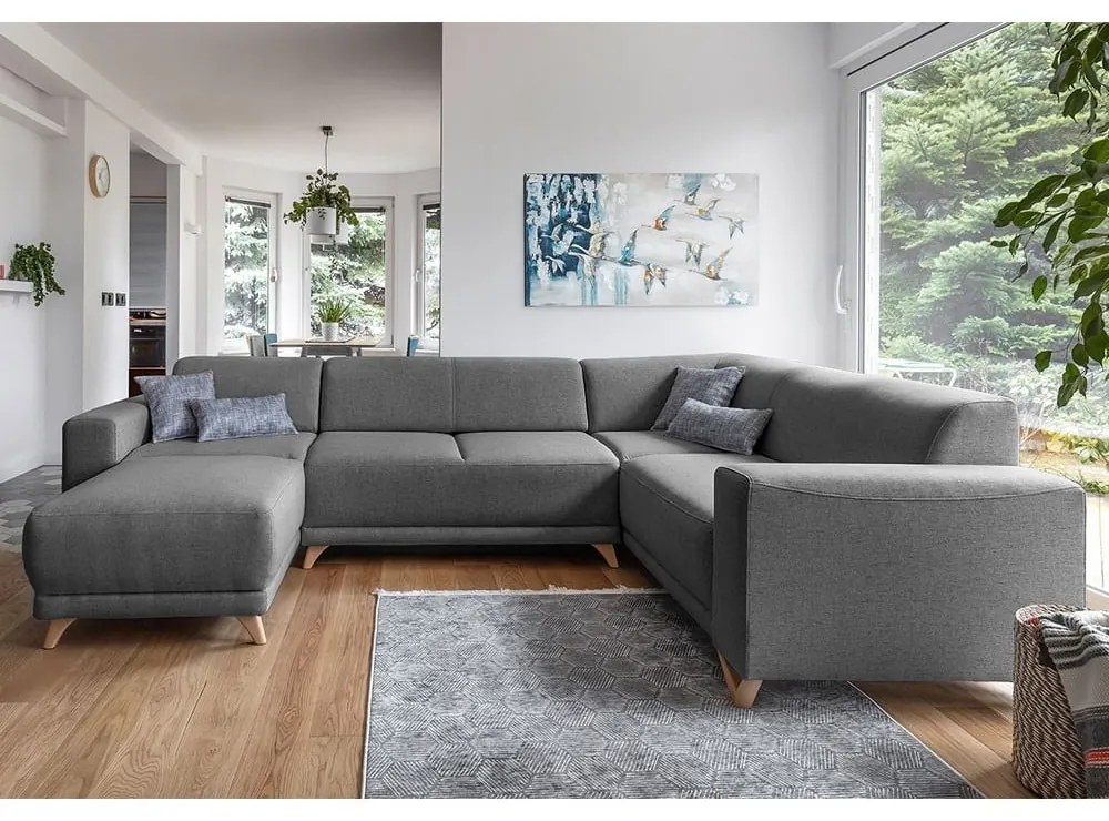 Colțar gri extensibil/cu spațiu de depozitare (cu colț pe partea dreaptă/în formă de "U") Classy Sophie – Miuform