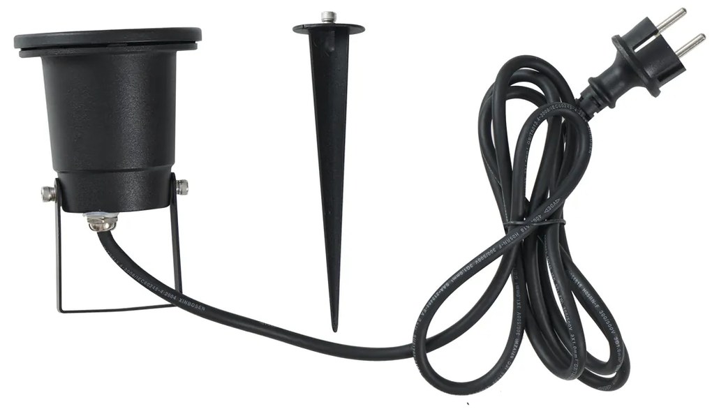 Spot modern de grădină negru cu LED inclus, reglabil, cu cablu și ștecher 250cm IP65 - Basic