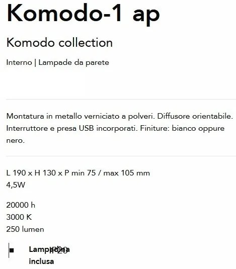 Aplica cu spot directionabil stil modern Komodo-1 ap alba