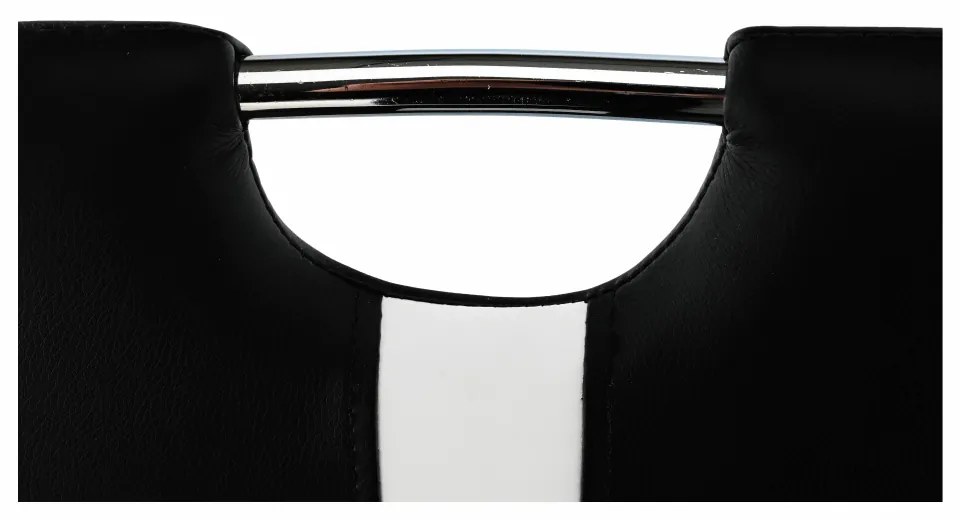 Scaun, negru / alb, piele ecologică / crom, SIGNA