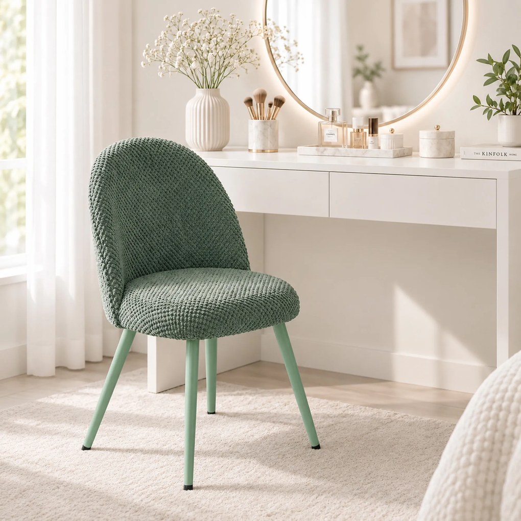 HOMCOM Set 2 Scaune pentru Dining din Catifea cu Șezut Tapițat, Verde Închis | Aosom Romania