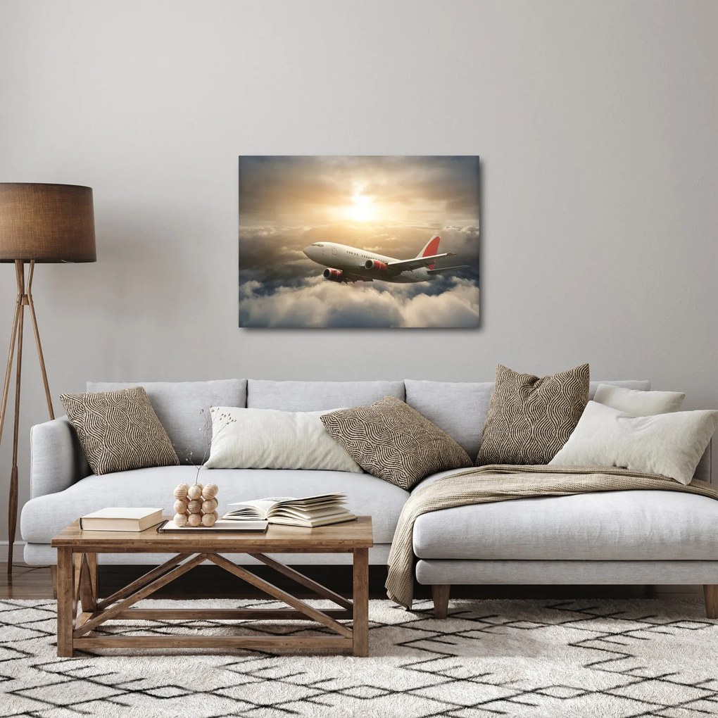 Tablou - Avion în nori (70x50 cm)