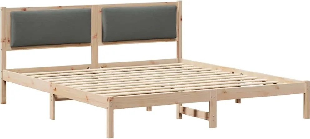 vidaXL Cadru de pat Gri închis 200 x 200 cm Lemn de pin masiv