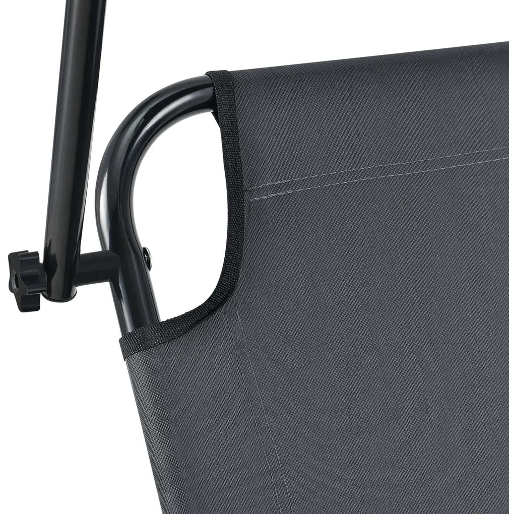 Sezlong "Corfu" cu acoperis neagru si parasolar gri închis