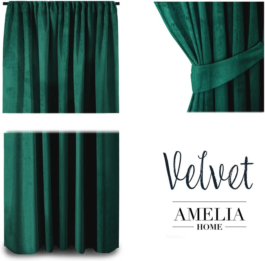 Draperie din catifea AmeliaHome Velvety, 245 x 140 cm, verde