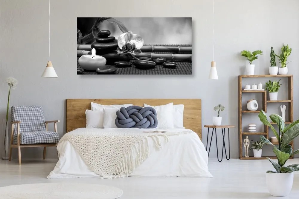 Tablou natura moartă Feng Shui în design alb-negru