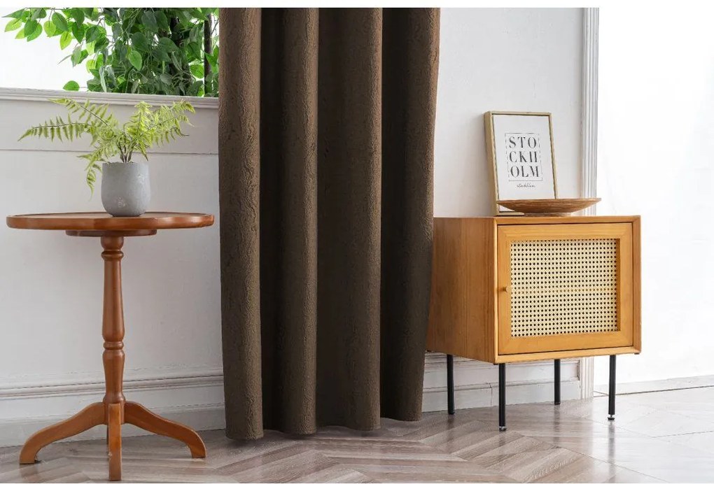 Draperie opaca DUNES VELVET 140x250 cm, maro Agatat: Inele metalice