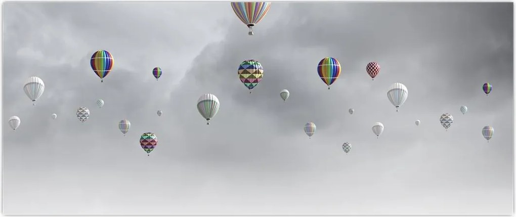 Tablou - Baloane pe perete de cărămidă (120x50 cm)