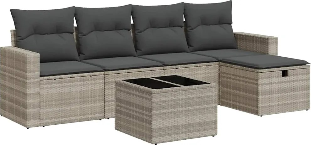 vidaXL Set canapele de grădină cu perne, 6 piese gri deschis poliratan