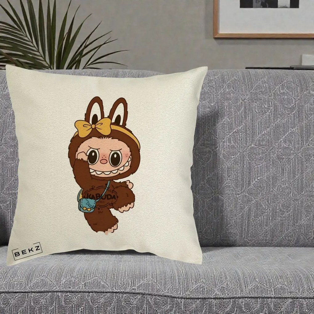 Perna Personalizata Kabuda Maro cu Funda Aurie, 40x40 cm, Ecru, Husa Detasabila, Perna Inclusa, BEKZ®
