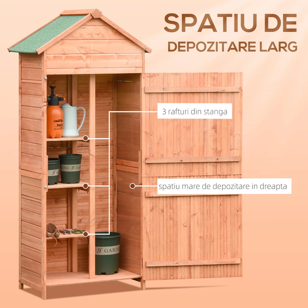 Outsunny Magazie din lemn, sopron de exterior, casuta de gradina pentru scule, 84x51 cm | AOSOM RO