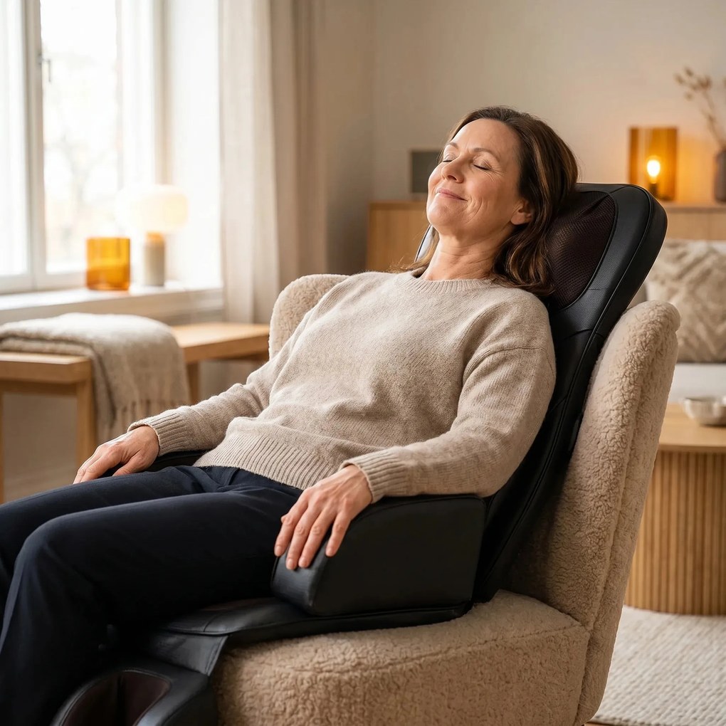 Resigilat: Saltea masaj corp intreg Shiatsu ORTO 174, cu vibratii si incalzire, Negru