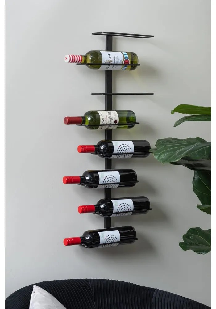 Raft pentru sticle de vin negru de perete din metal număr sticle 8 Float – PT LIVING