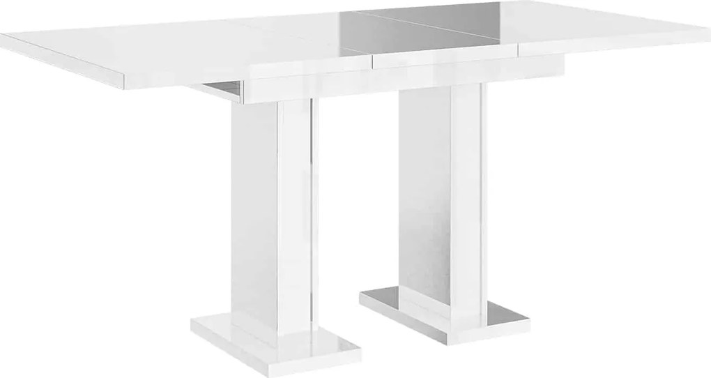 Masă lemn masiv alb Dining extensibilă Illumina Crest 120/160x80 cm