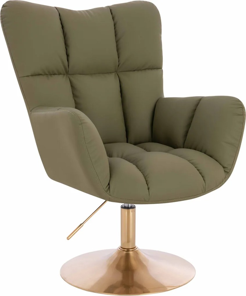 HR650N Scaun Khaki Piele Ecologica Premium Soft cu Bază Aurie