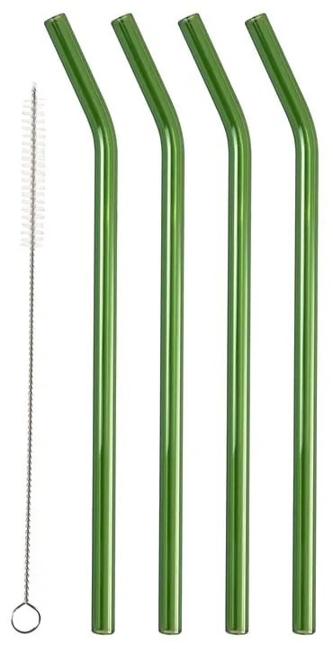 Paie de băut cu perie de curățare 4 buc. din sticlă – Lyngby Glas