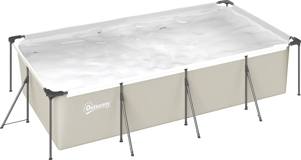 Outsunny Piscină Demontabilă Tubulară 394,5x208,3x80,5 cm 6075 L cu Cadru Metalic Plasture de Reparare fără Pompă de Filtrare Gri | Aosom Romania