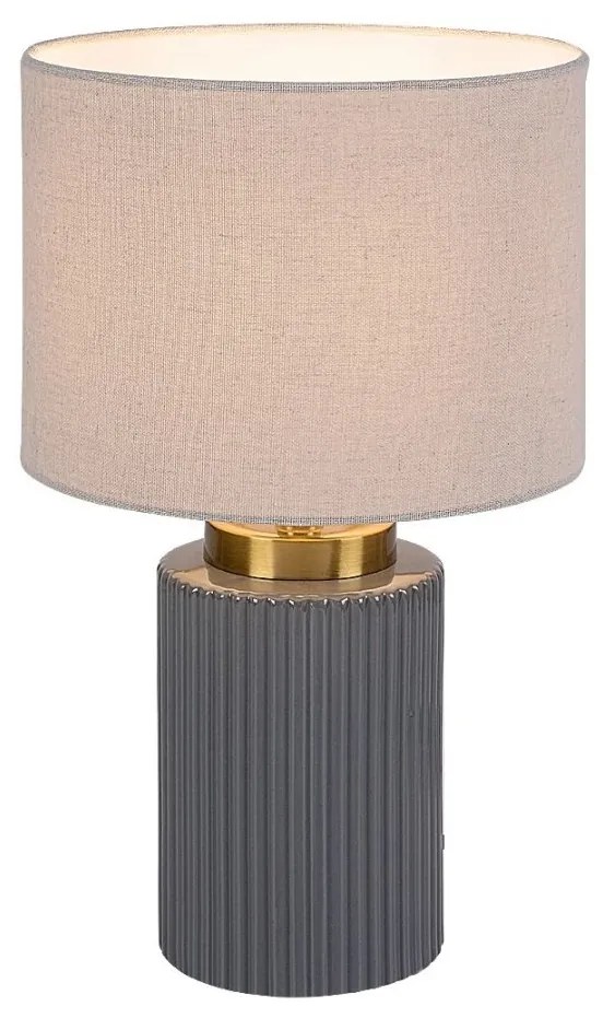 Lampa de masa ceramica gri abajur alb Glovy