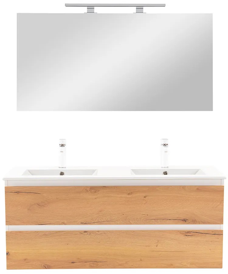 Mobilier complet de baie Vario Forte 120, stejar alb
