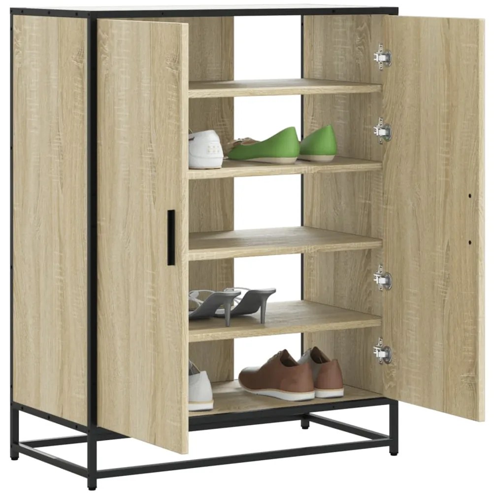 vidaXL Pantofar, stejar sonoma, 75x38x97,5 cm, lemn prelucrat/metal